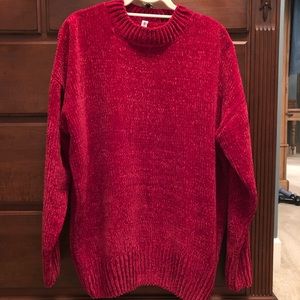 Zenana Outfitters Red Chenille Sweater